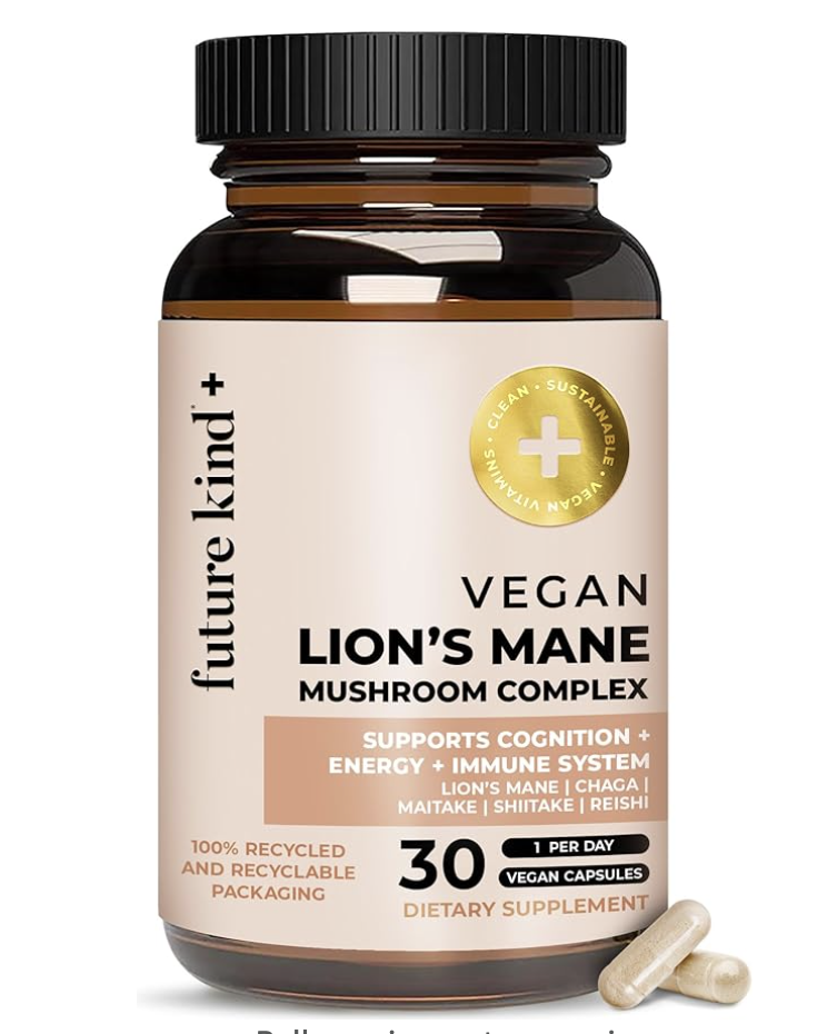 Future Kind Vegan Lion's Mane for adhd, a supplement for enhanced mental clarity, energy. 